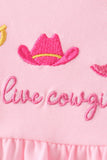 Pink Cowgirl Boots Embroidery Bloomer Set - Aaria Tees Aaria Tees