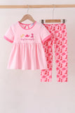 Pink Cowgirl Boots Embroidery Pants Set - Aaria Tees Aaria Tees