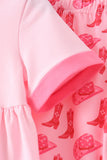 Pink Cowgirl Boots Embroidery Pants Set - Aaria Tees Aaria Tees