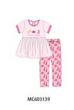 Pink Cowgirl Boots Embroidery Pants Set Aaria Tees
