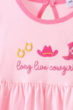Pink Cowgirl Boots Embroidery Dress - Aaria Tees Aaria Tees