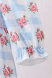 Blue Bow Smocked Floral Gingham Bubble Aaria Tees