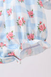 Blue Bow Smocked Floral Gingham Bubble Aaria Tees