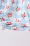 Blue Bow Smocked Floral Gingham Bubble Aaria Tees