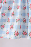 Blue Bow Smocked Gingham Pants Set Aaria Tees