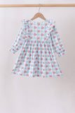 Blue Floral Ruffle Dress Aaria Tees