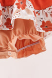 Floral Pumpkin Embroidery Ruffle Bubble Aaria Tees