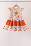 Floral Pumpkin Embroidery Ruffle Dress Aaria Tees