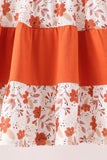 Floral Pumpkin Embroidery Ruffle Dress Aaria Tees