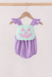Purple Jack-O-Lantern Applique Ruffle Bubble - Aaria Tees Aaria Tees