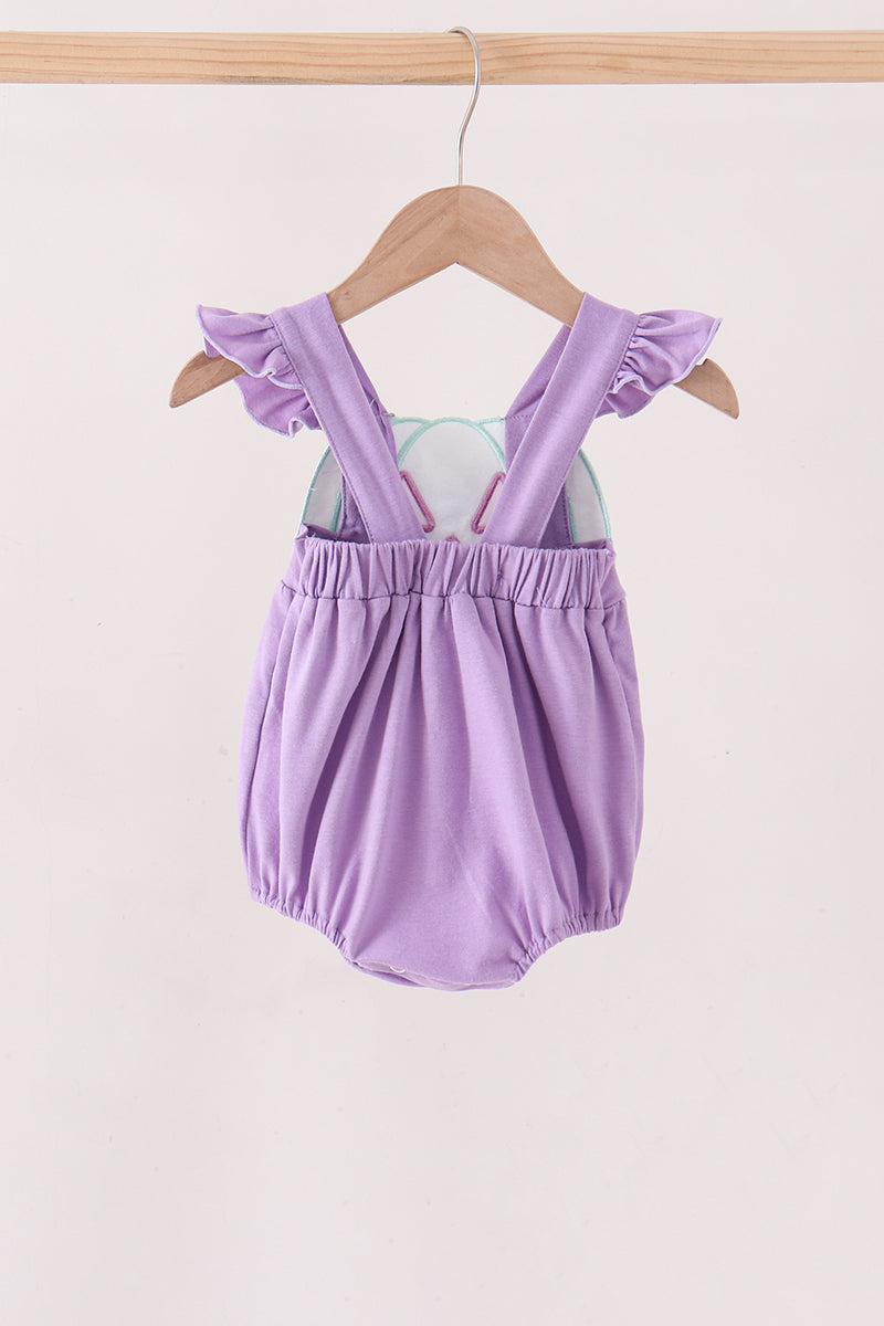 Purple Jack-O-Lantern Applique Ruffle Bubble - Aaria Tees Aaria Tees