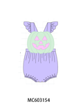Purple Jack-O-Lantern Applique Ruffle Bubble Aaria Tees