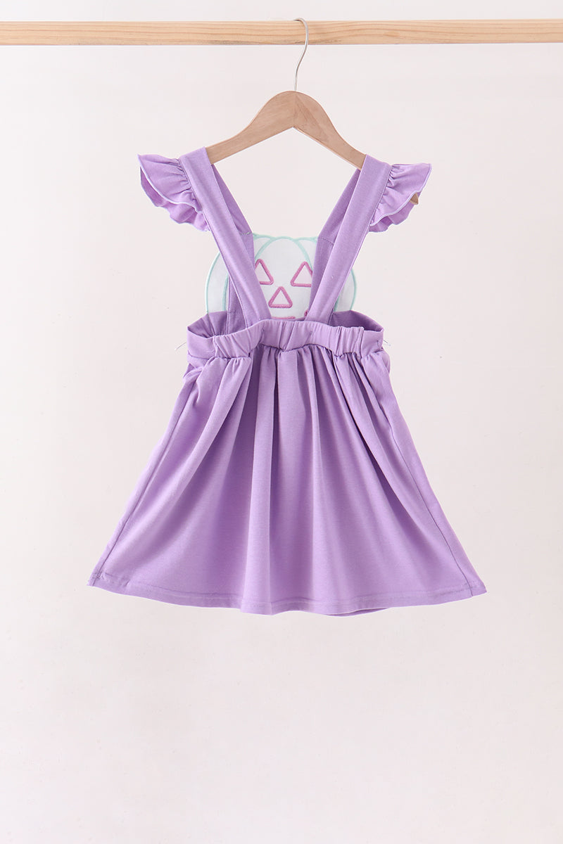 Purple Jack-O-Lantern Applique Ruffle Dress - Aaria Tees Aaria Tees