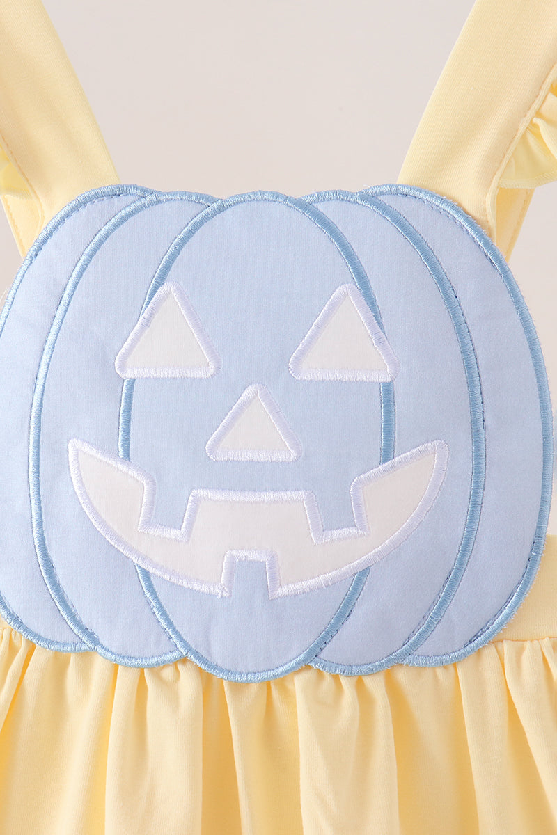 Cream Jack-O-Lantern Applique Ruffle Dress - Aaria Tees Aaria Tees