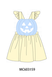 Cream Jack-O-Lantern Applique Ruffle Dress Aaria Tees