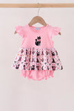 Pink Cat Embroidery Ruffle Bubble Aaria Tees