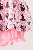 Pink Cat Embroidery Ruffle Bubble Aaria Tees