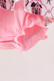 Pink Cat Embroidery Ruffle Bubble Aaria Tees