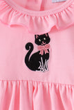 Pink Cat Embroidery Ruffle Bloomer Set Aaria Tees