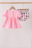 Pink Cat Embroidery Ruffle Bloomer Set Aaria Tees