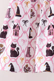 Pink Cat Embroidery Ruffle Pants Set Aaria Tees