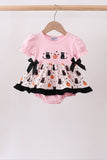 Pink Pumpkin Cat Embroidery Bubble Aaria Tees
