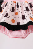 Pink Pumpkin Cat Embroidery Bubble Aaria Tees