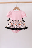 Pink Pumpkin Cat Embroidery Bubble Aaria Tees
