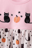 Pink Pumpkin Cat Embroidery Pants Set Aaria Tees