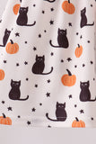 Pink Pumpkin Cat Embroidery Pants Set Aaria Tees