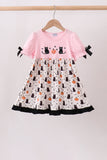 Pink Pumpkin Cat Embroidery Dress Aaria Tees