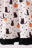 Pink Pumpkin Cat Embroidery Dress Aaria Tees