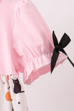 Pink Pumpkin Cat Embroidery Dress Aaria Tees