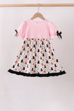 Pink Pumpkin Cat Embroidery Dress Aaria Tees