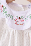Orange Pumpkin Bow Embroidery Bloomer Set Aaria Tees
