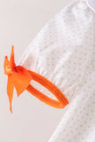 Orange Pumpkin Bow Embroidery Bloomer Set Aaria Tees