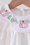 Orange Pumpkin Bow Embroidery Bubble Aaria Tees