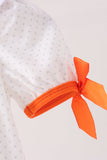 Orange Pumpkin Bow Embroidery Bubble Aaria Tees