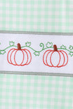 Green Pumpkin Embroidery Gingham Jon Jon Aaria Tees