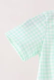 Green Pumpkin Embroidery Gingham Bubble Aaria Tees