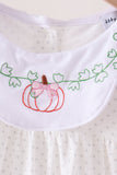 Orange Pumpkin Bow Embroidery Ruffle Dress Aaria Tees