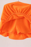 Orange Pumpkin Bow Embroidery Ruffle Skorts Set Aaria Tees