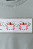 Green Pumpkin Embroidery Gingham Shorts Set Aaria Tees