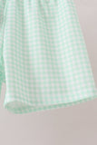 Green Pumpkin Embroidery Gingham Shorts Set Aaria Tees