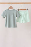 Green Pumpkin Embroidery Gingham Shorts Set Aaria Tees
