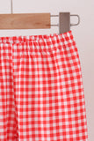 Blue Football Embroidery Gingham Pants Set Aaria Tees