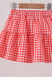 White Cheerleader Embroidery Gingham Skorts Set Aaria Tees