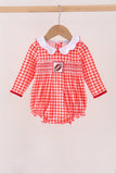 Red Football Smocked Gingham Bubble - Aaria Tees Aaria Tees