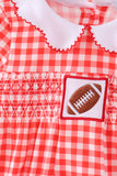 Red Football Smocked Gingham Bubble - Aaria Tees Aaria Tees