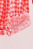 Red Football Smocked Gingham Bubble - Aaria Tees Aaria Tees